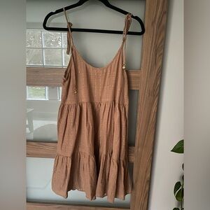 AERIE Brown/Gold MINI Tiered Dress